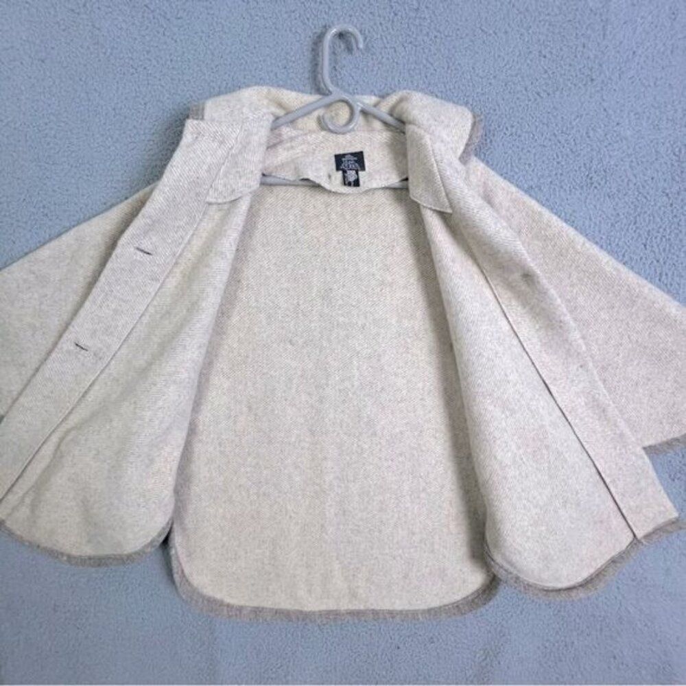 RUSK & FINCH WOMENS TAN WOOL PONCHO/COAT SIZE M/L - Picture 4 of 10